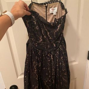 Black lace strapless dress